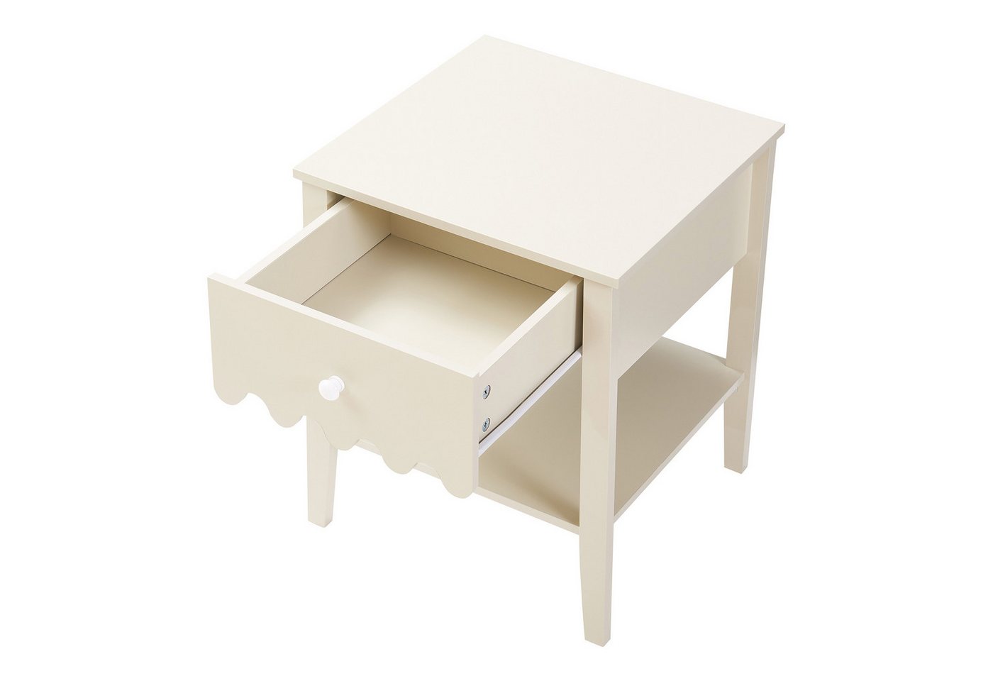 en.casa Nachttisch, »Luspoo« mit Schublade 50 x 40 x 40 cm Cremeweiß – Bild 5 von 5