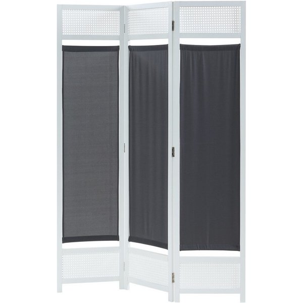 en.casa Paravent, Paravent »Dorotea« 3-teilig 120x170 cm Weiß/Dunkelgrau