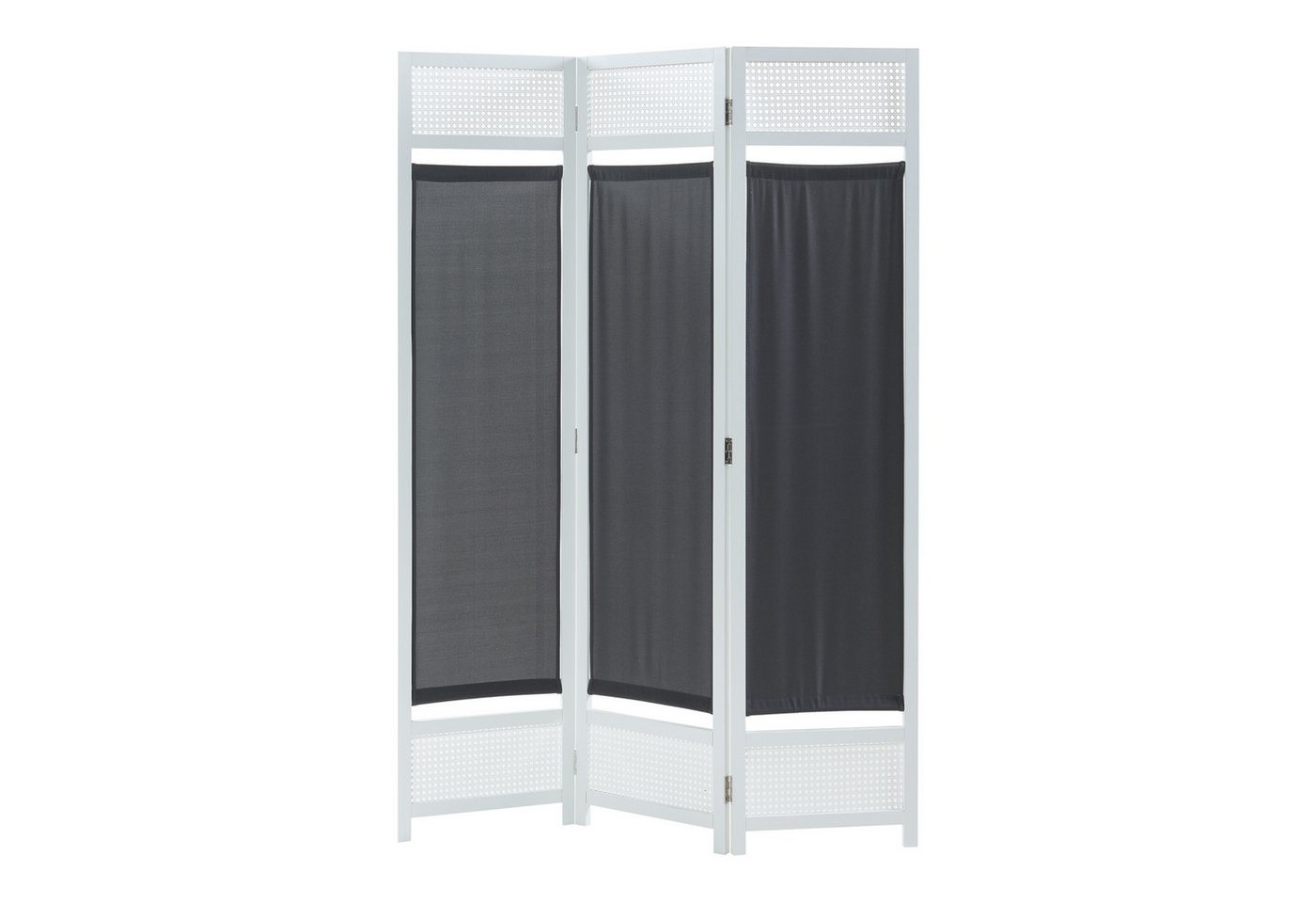 en.casa Paravent, Paravent »Dorotea« 3-teilig 120x170 cm Weiß/Dunkelgrau – Bild 3 von 5
