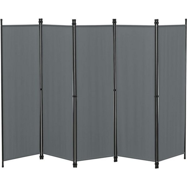 en.casa Paravent, »Huesca« Spanische Wand 5-teilig Sichtschutz 250x171cm Dunkelgrau