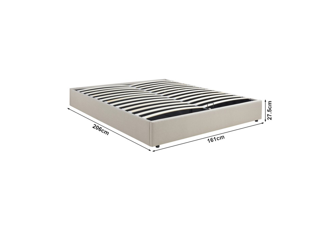 en.casa Polsterbett, »Nola« mit Bettkasten 160x200cm Beige – Bild 4 von 5