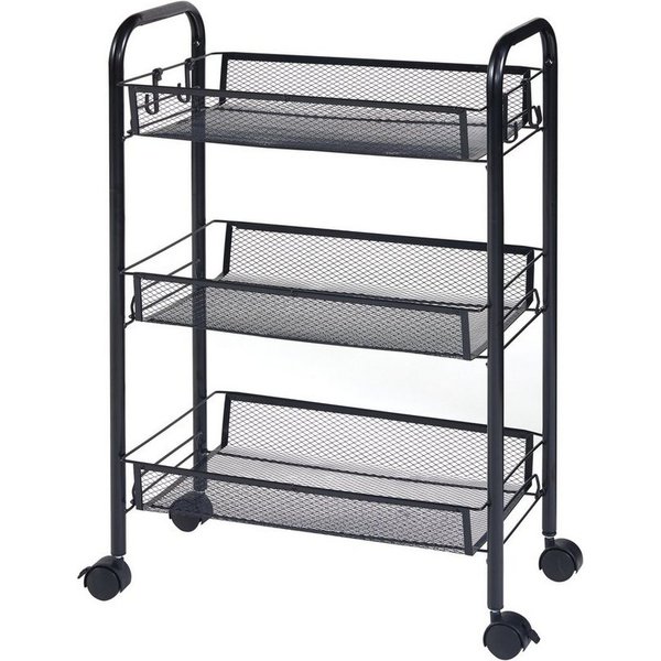 en.casa Rollwagen, »Tromsø« Servierwagen 3 Ablagekörbe 63x44x26cm Schwarz