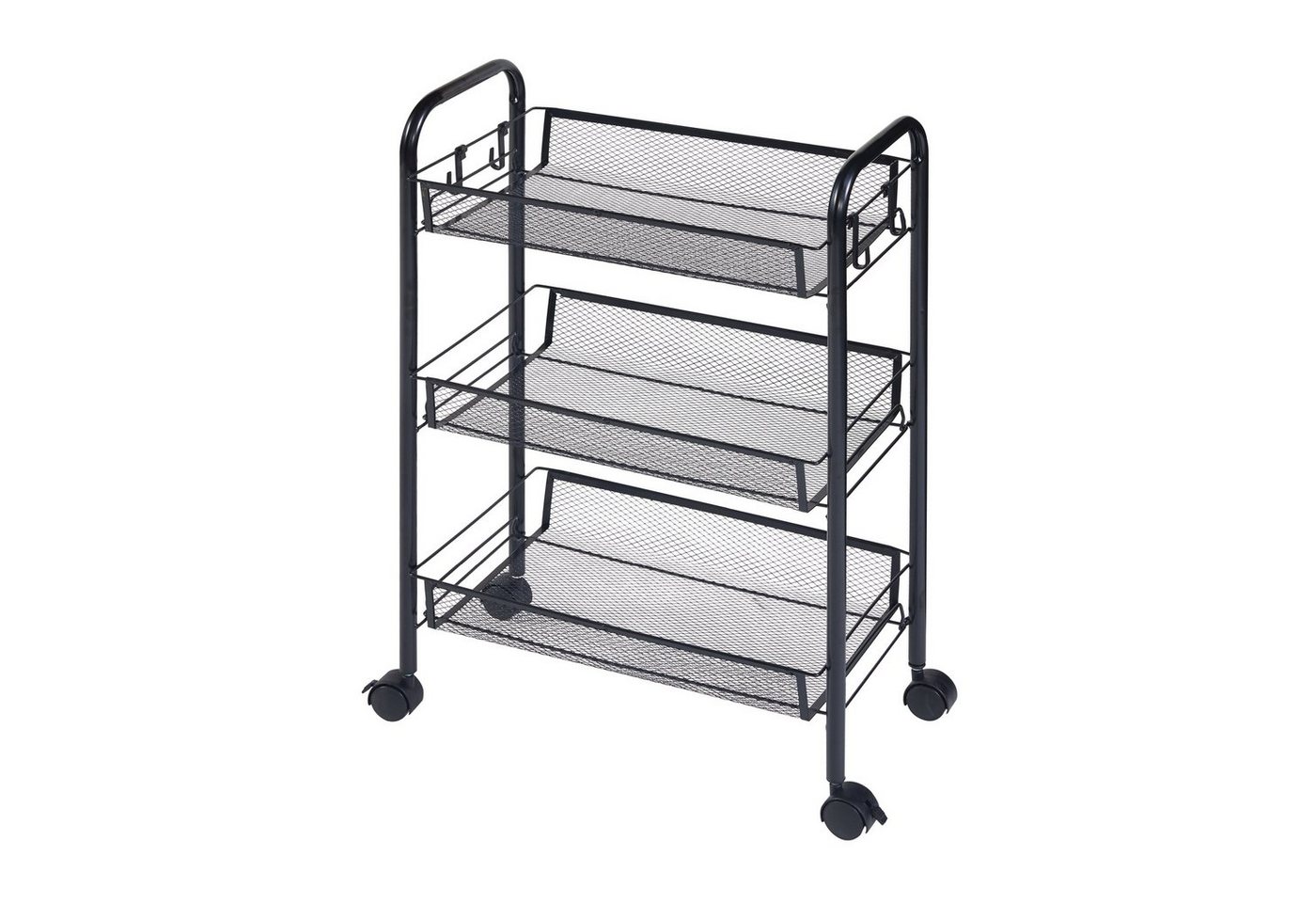 en.casa Rollwagen, »Tromsø« Servierwagen 3 Ablagekörbe 63x44x26cm Schwarz – Bild 4 von 5