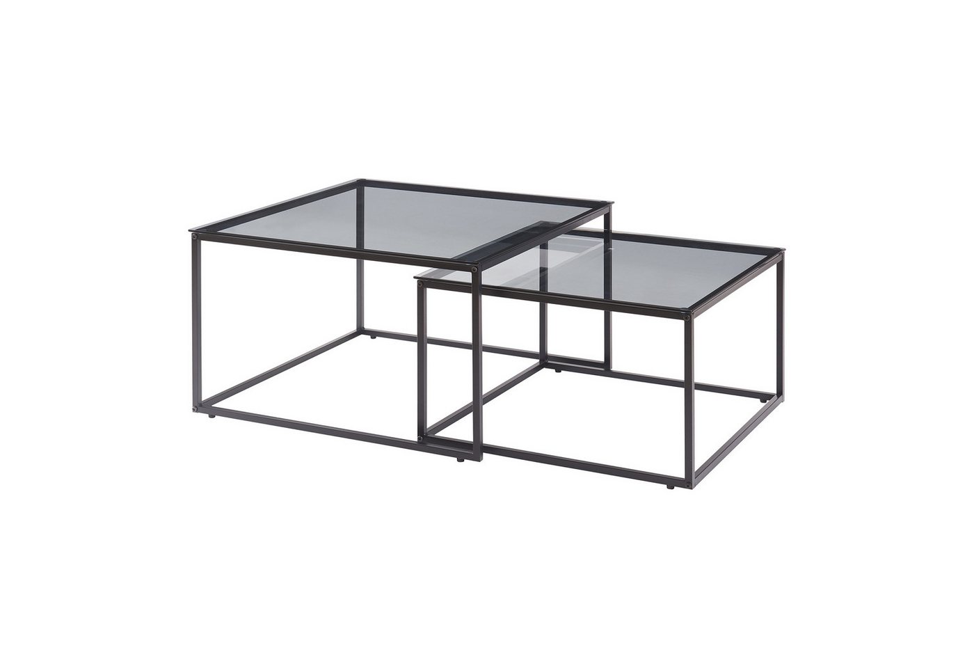 en.casa Satztisch (2-St), »Tromlaslo« Metallgestell quadratisch Rauchglas, grau – Bild 3 von 5