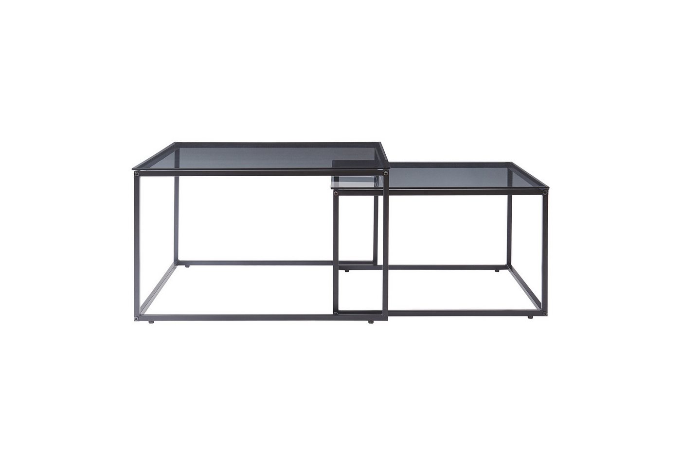 en.casa Satztisch (2-St), »Tromlaslo« Metallgestell quadratisch Rauchglas, grau – Bild 5 von 5