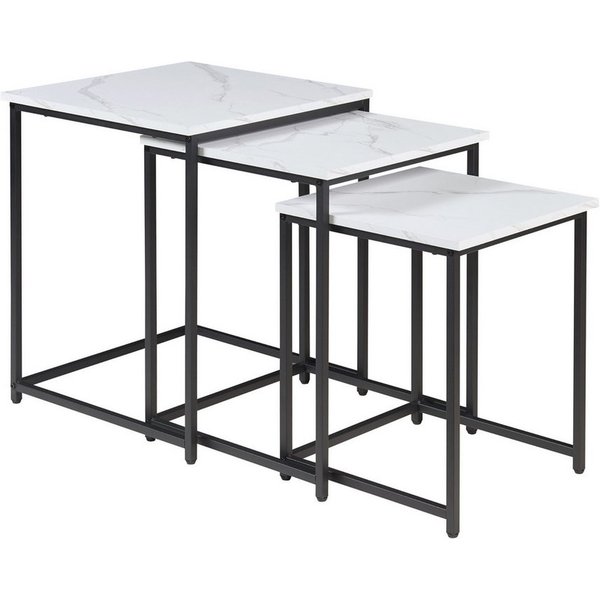 en.casa Satztisch (Set, 3-St), »Trollhättan« in verschiedener Größe Marmoroptik weiß