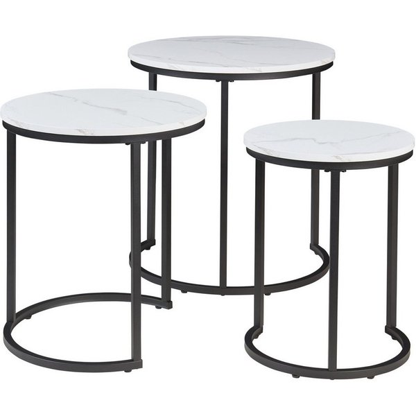 en.casa Satztisch (Set, 3-St), »Ulricehamn« in verschiedener Größe Marmoroptik weiß