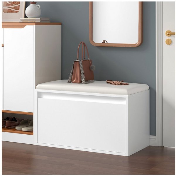 en.casa Schuhbank, Schuhbank »Degerfors« mit Schublade 80 x 39 x 45 cm Weiß