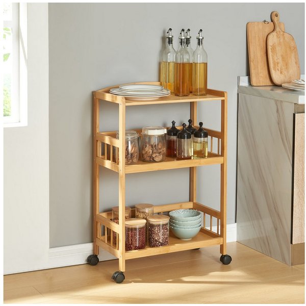 en.casa Servierwagen, »Huddinge« mit 3 Ebenen 80 x 53 x 30 cm Bambus