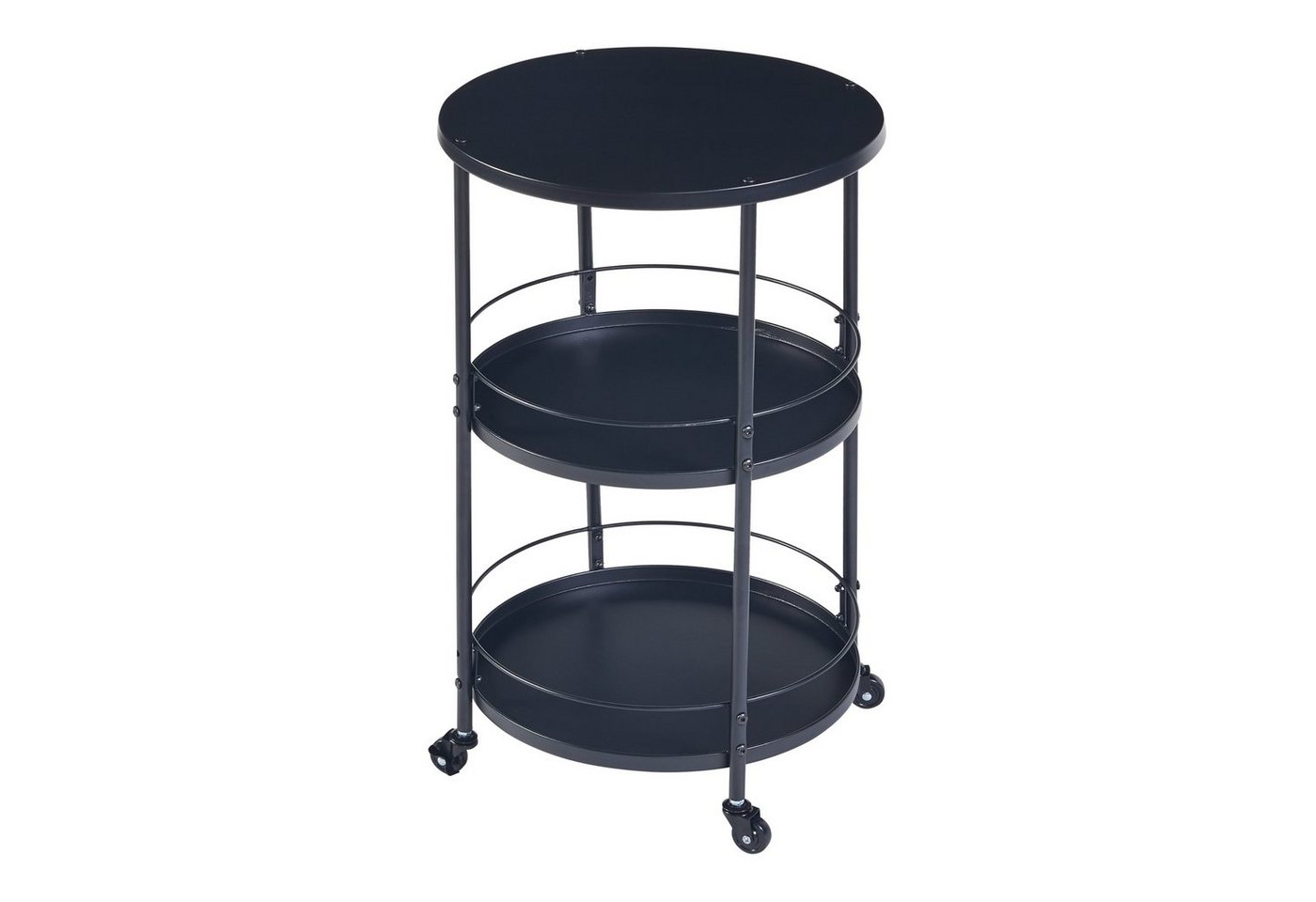 en.casa Servierwagen, »Munkedal« mit 3 Ablagen Metall 75 x Ø45 cm Schwarz – Bild 4 von 5