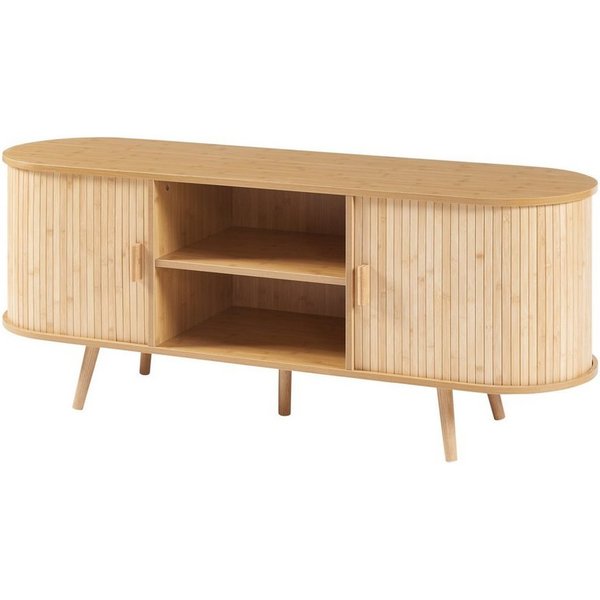 en.casa Sideboard, »Nordkapp« mit 2 Türen 140 x 40 x 56 cm Holz Bambus