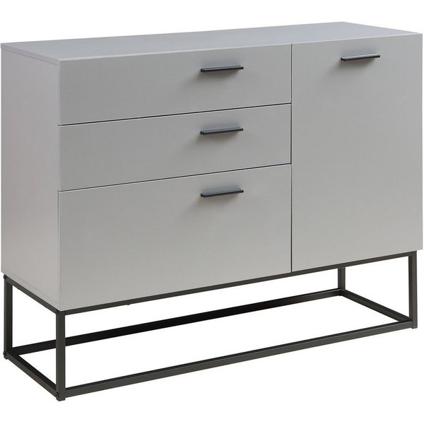 en.casa Sideboard, »Lavangen« mit 3 Schubladen 75x100x35 cm Hellgrau