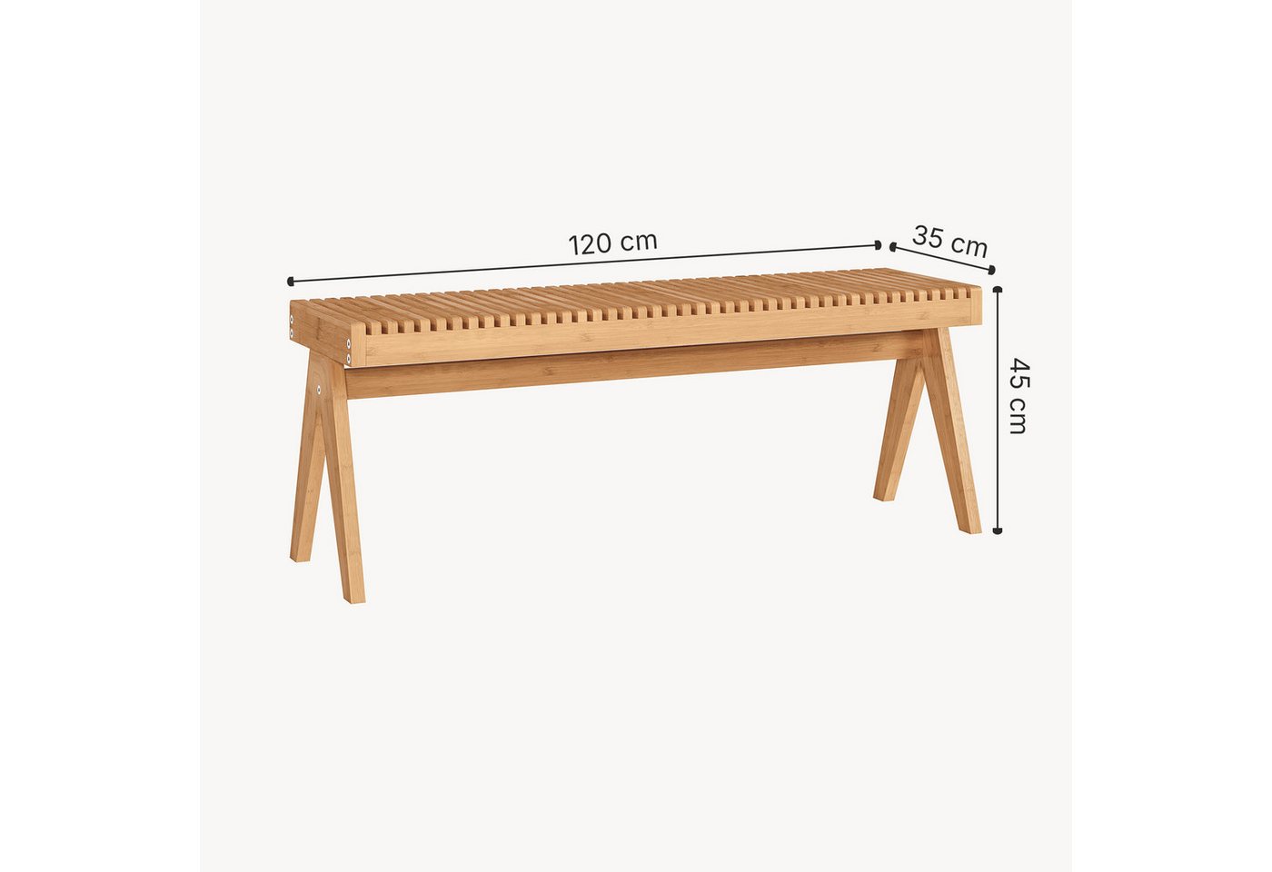 en.casa Sitzbank, »Lasdarvoo« 120 x 35 x 45 cm Bambus Natur – Bild 4 von 5