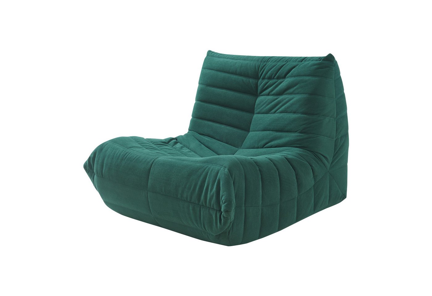 en.casa Sitzsack, »Kodsø« mit Rückenlehne 75 x 90 x 100 cm Cord Grün – Bild 3 von 5