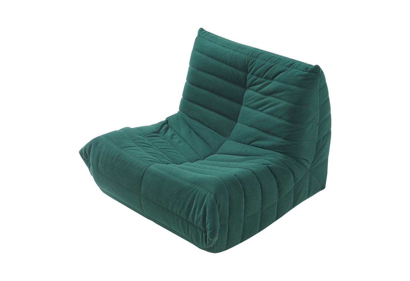 en.casa Sitzsack, »Kodsø« mit Rückenlehne 75 x 90 x 100 cm Cord Grün – Bild 5 von 5