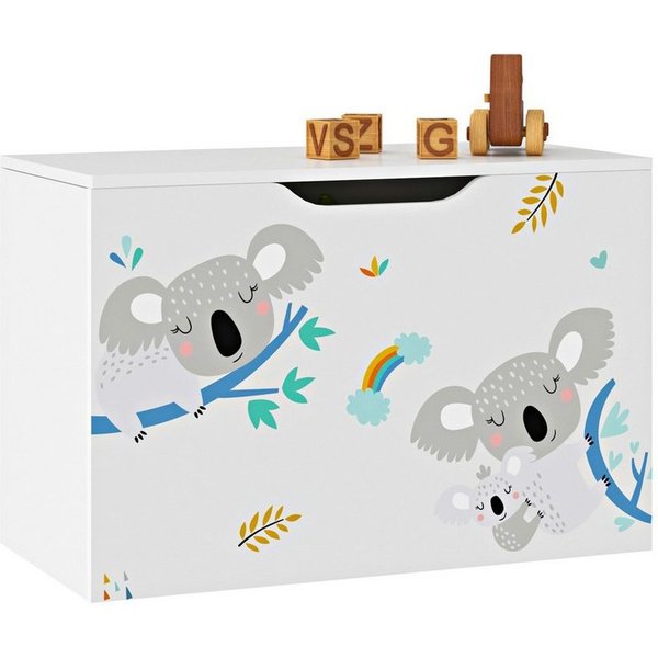 en.casa Spielzeugtruhe, »Oleiros« Koala-Motiv 40 x 60 x 30 cm Weiß/Blau/Grau