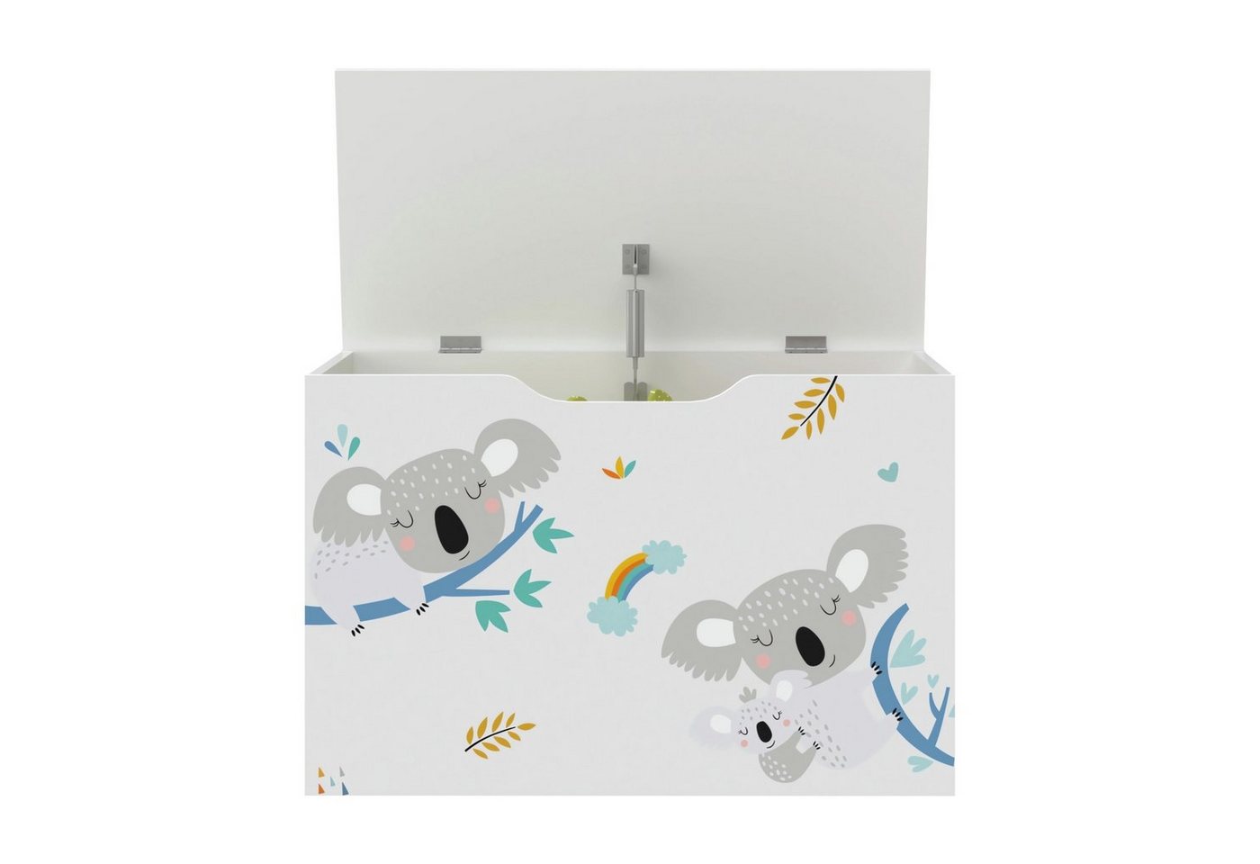 en.casa Spielzeugtruhe, »Oleiros« Koala-Motiv 40 x 60 x 30 cm Weiß/Blau/Grau – Bild 5 von 5