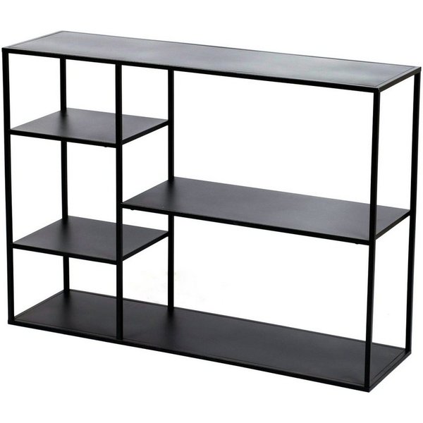 en.casa Standregal, »Isojoki« mit 5 offenen Ablagefächern Metall 120x35x87,5cm Schwarz