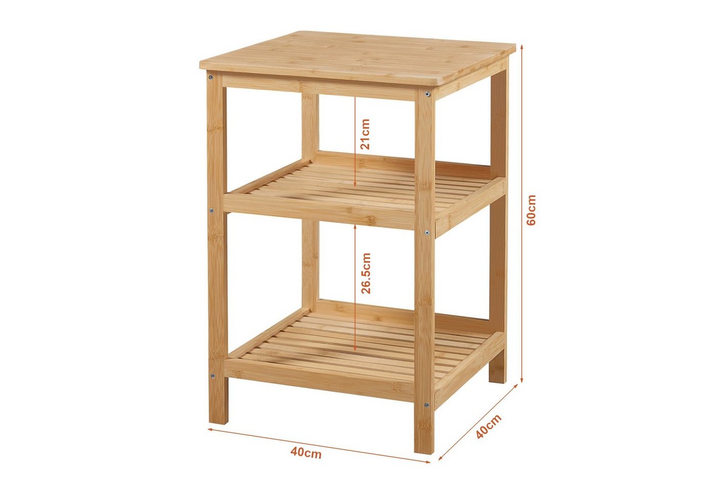 en.casa Standregal, »Ikerasak« Badregal Bambus Küchenregal 60 x 40 x 40 cm Natur – Bild 3 von 5