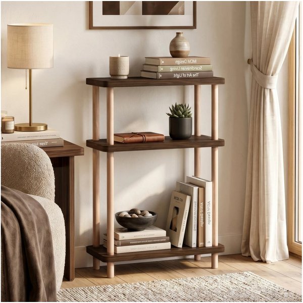 en.casa Standregal, »Nampernu« mit 3 Ebenen 62x40x18 cm Walnussoptik