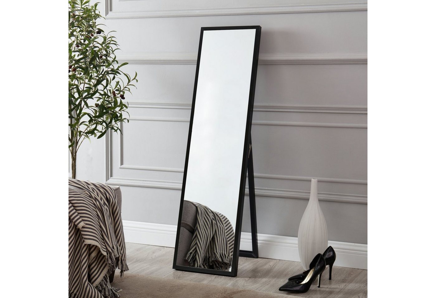 en.casa Standspiegel, »Giovinazzo« Ganzkörperspiegel 152,8 x 37,8 cm Schwarz – Bild 2 von 5