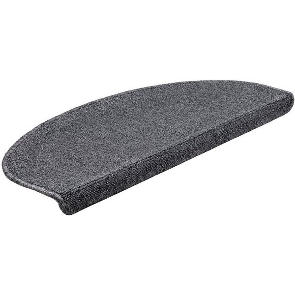 en.casa Stufenmatte, halbrund, 15er Set Treppenmatten halbrund 65x24cm selbstklebend Dunkelgrau