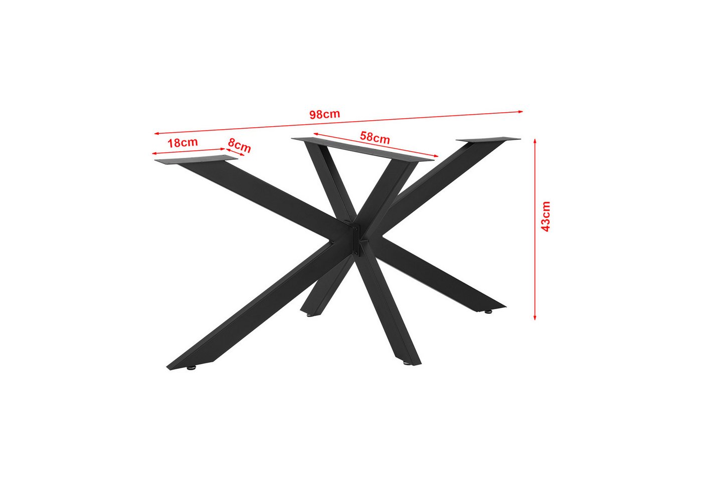 en.casa Tischgestell (1-St), »Oberau« Stahl 98 x 58 x 43 cm Schwarz – Bild 3 von 5