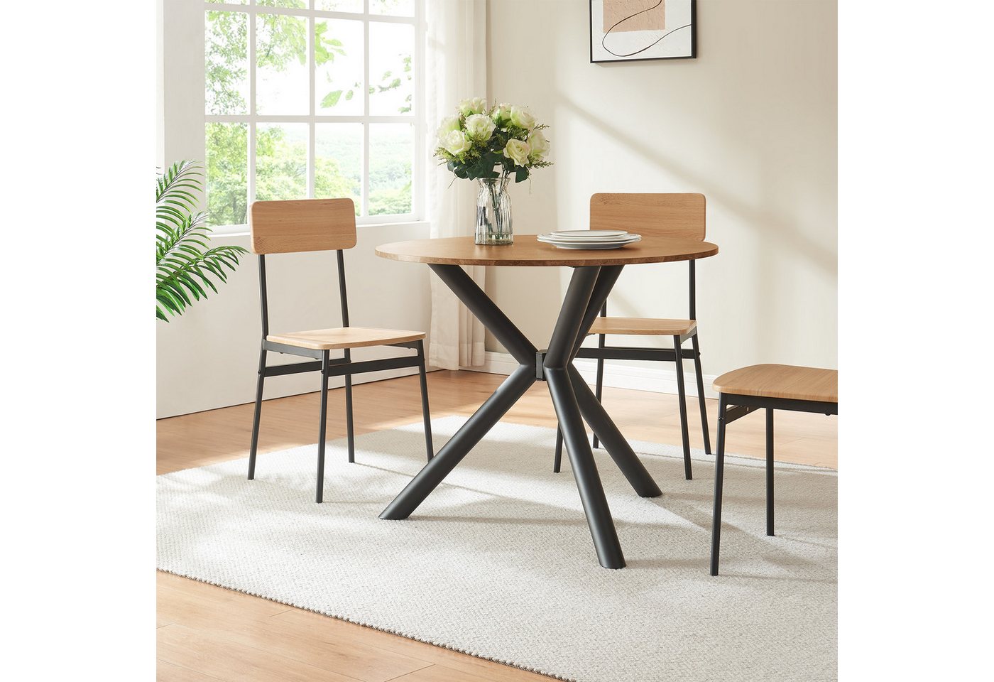en.casa Tischgestell, »Viserinna« Stahl 94,5 x 94,5 x 73 cm Schwarz – Bild 5 von 5