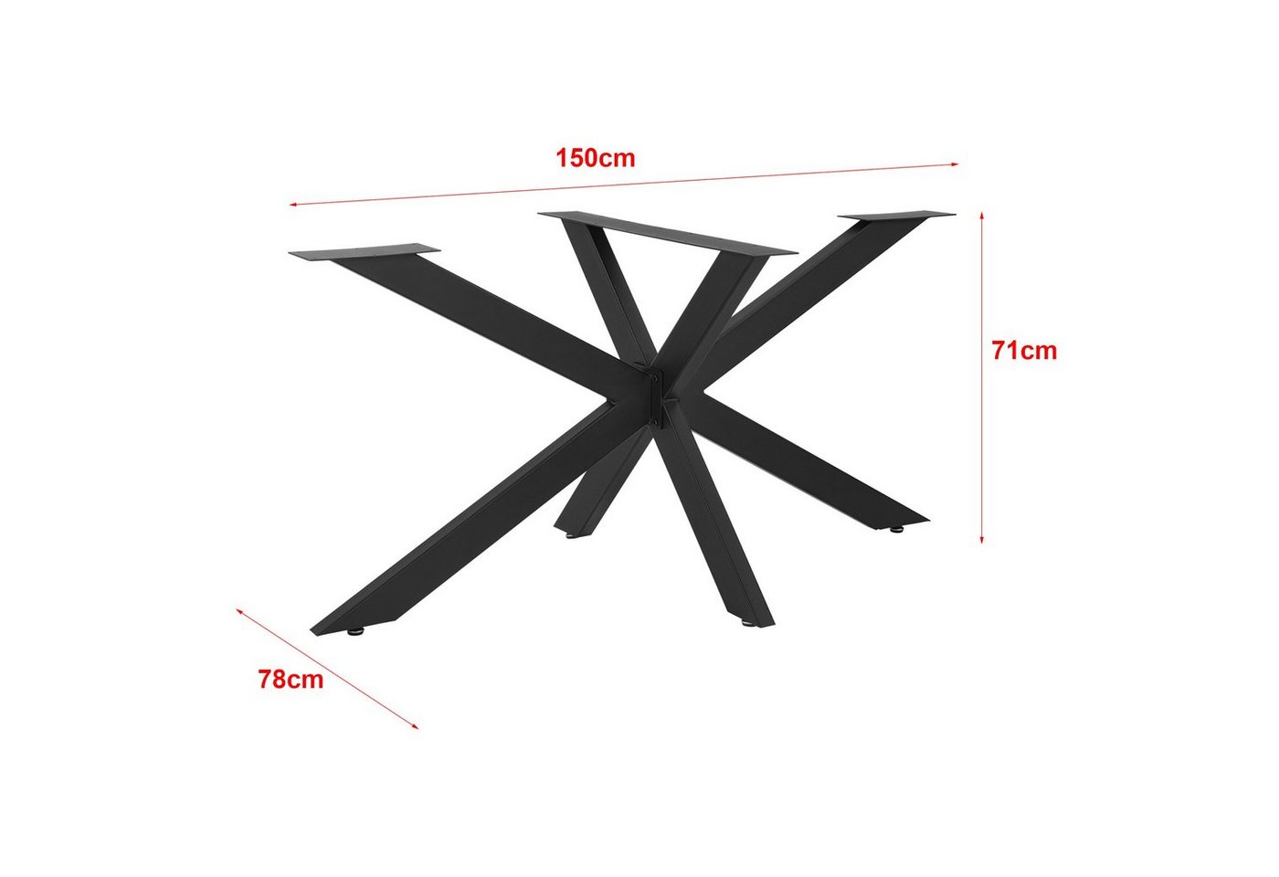 en.casa Tischgestell, »Oberau« Metall 150 x 78 x 71 cm Schwarz – Bild 3 von 5