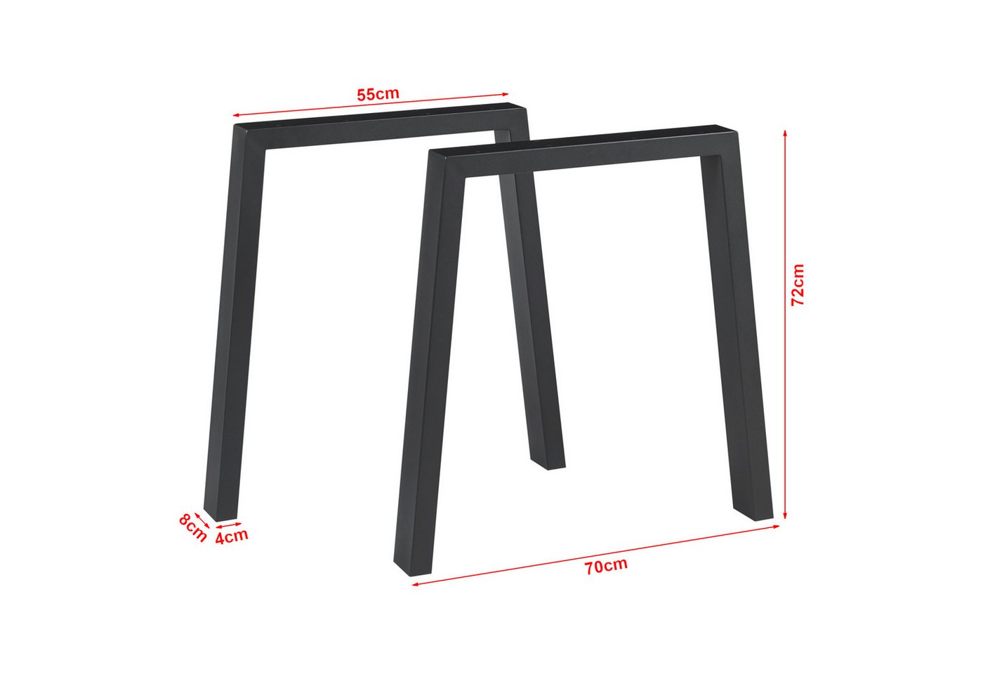 en.casa Tischgestell (2er Set), »Kraftisried« Stahl 72 x 70 cm Schwarz – Bild 3 von 5