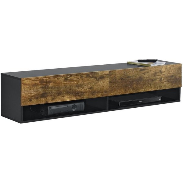 en.casa TV-Board, »Halmstad« hängend 2 Klappen 140 x 31 x 30 cm Schwarz/Eicheoptik