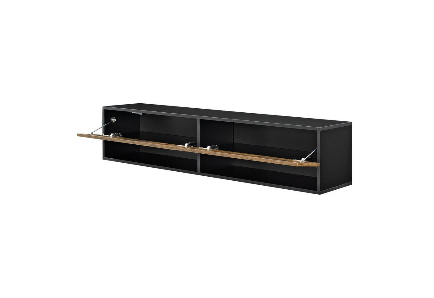 en.casa TV-Board, »Halmstad« hängend 2 Klappen 140 x 31 x 30 cm Schwarz/Eicheoptik – Bild 3 von 5