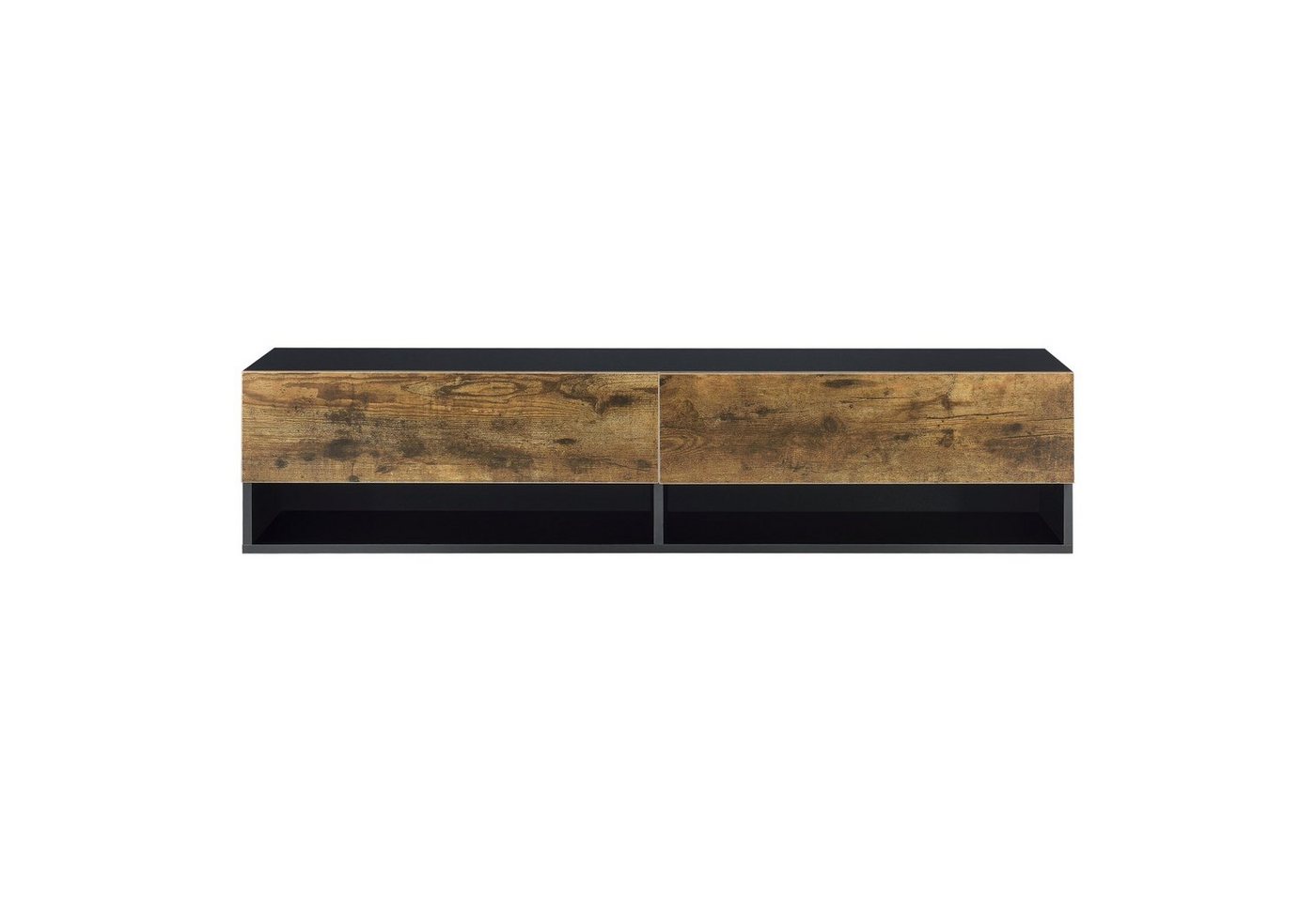 en.casa TV-Board, »Halmstad« hängend 2 Klappen 140 x 31 x 30 cm Schwarz/Eicheoptik – Bild 5 von 5