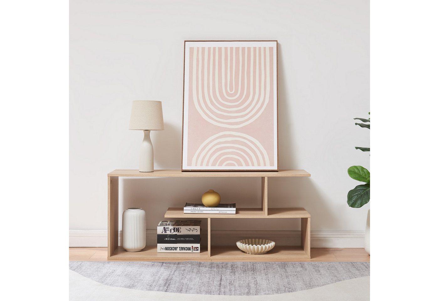 en.casa TV-Regal, »Anän« offen 100 x 30 x 42 cm Eicheoptik – Bild 2 von 5