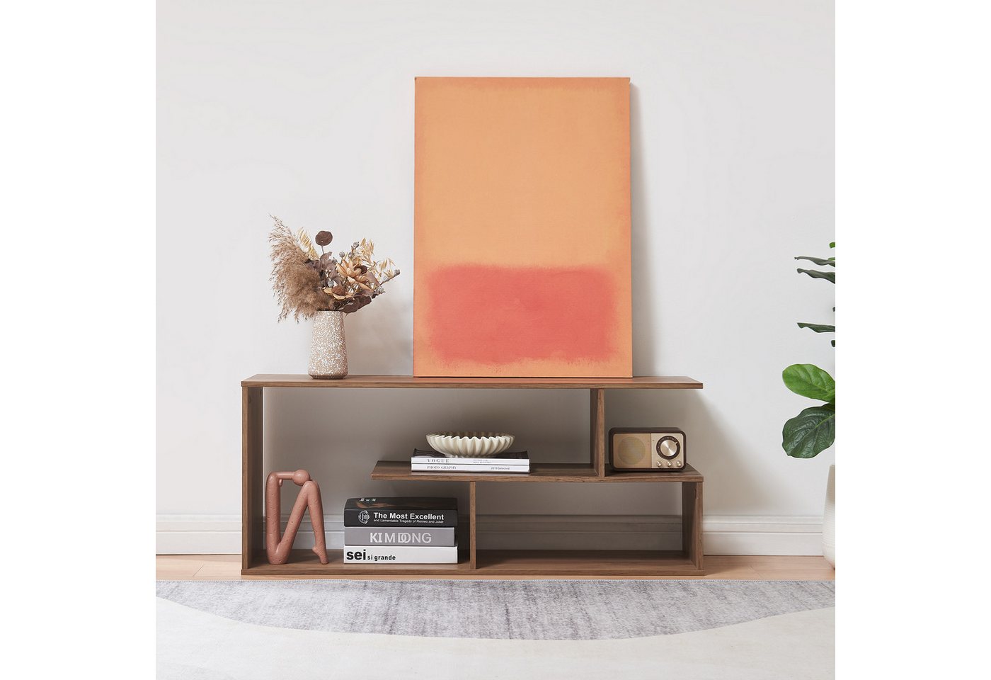 en.casa TV-Regal, »Anän« offen 100 x 30 x 42 cm Walnussoptik – Bild 2 von 5