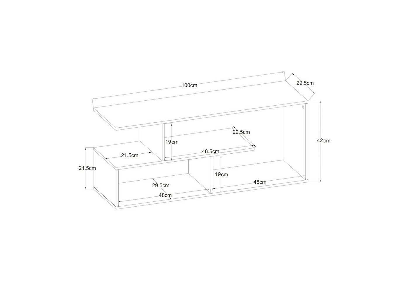 en.casa TV-Regal, »Anän« offen 100 x 30 x 42 cm Walnussoptik – Bild 4 von 5