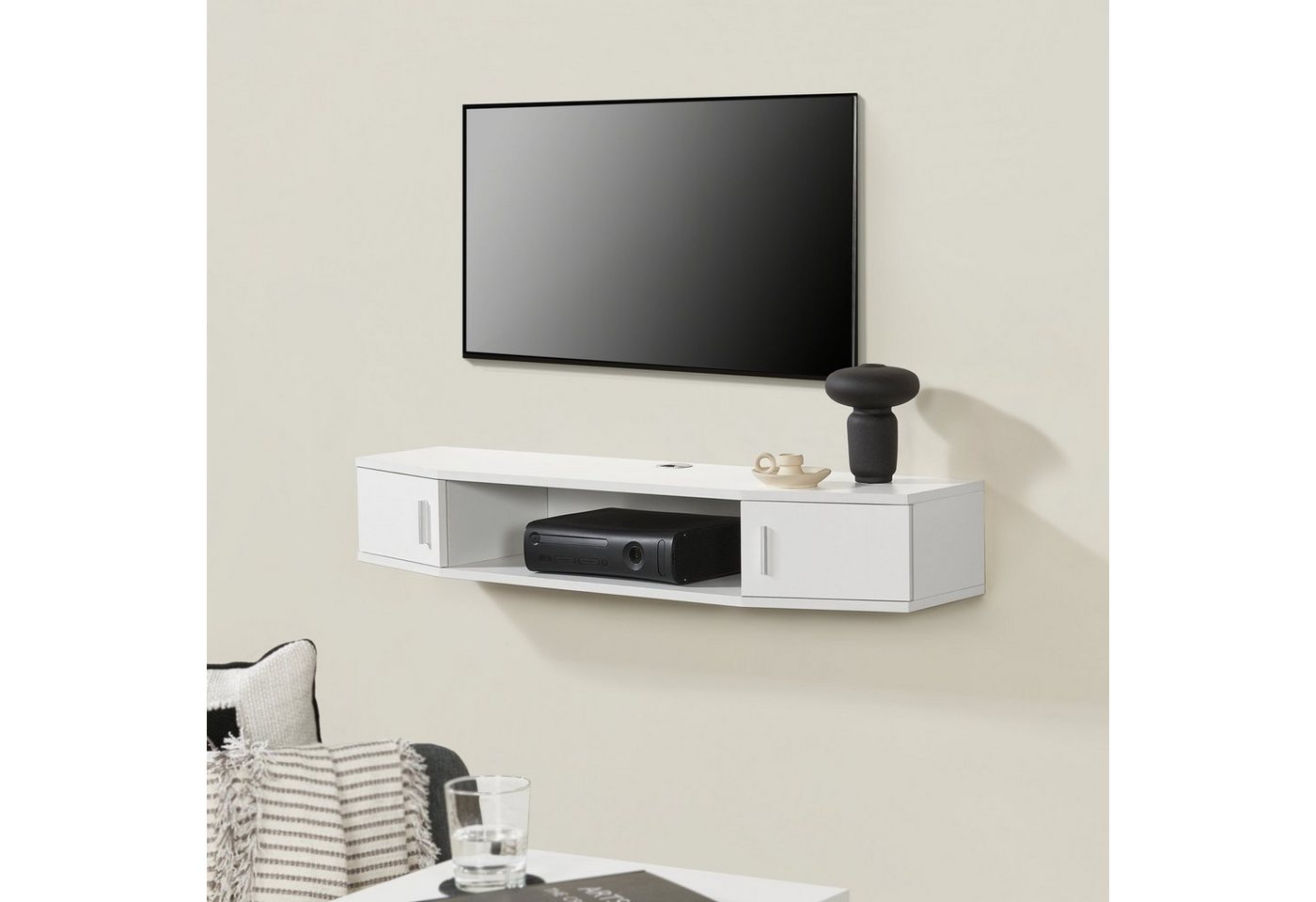 en.casa TV-Regal, »Tørring« mit 2 Türen 110x30x17,5 cm Weiß – Bild 2 von 5