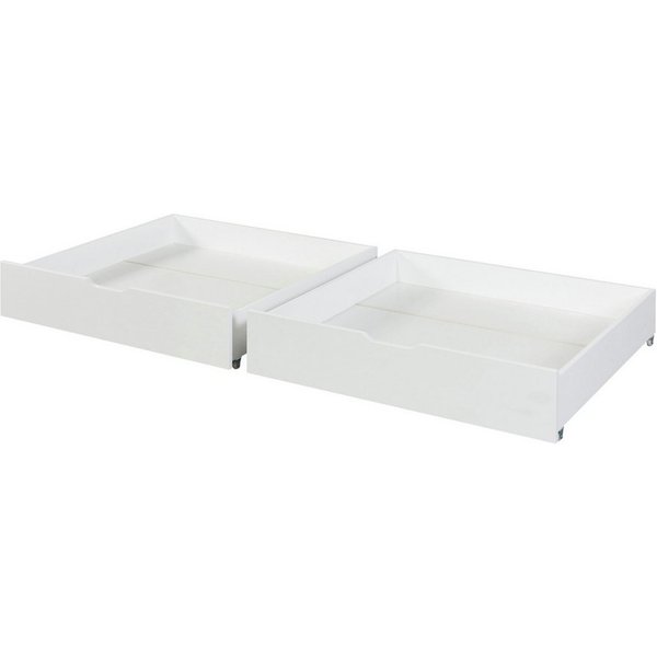 en.casa Unterbettkommode (Set, 2er Set), »Ydre« Bettkasten mit Rollen Holz 97,5 x 92 x 22 cm Weiß