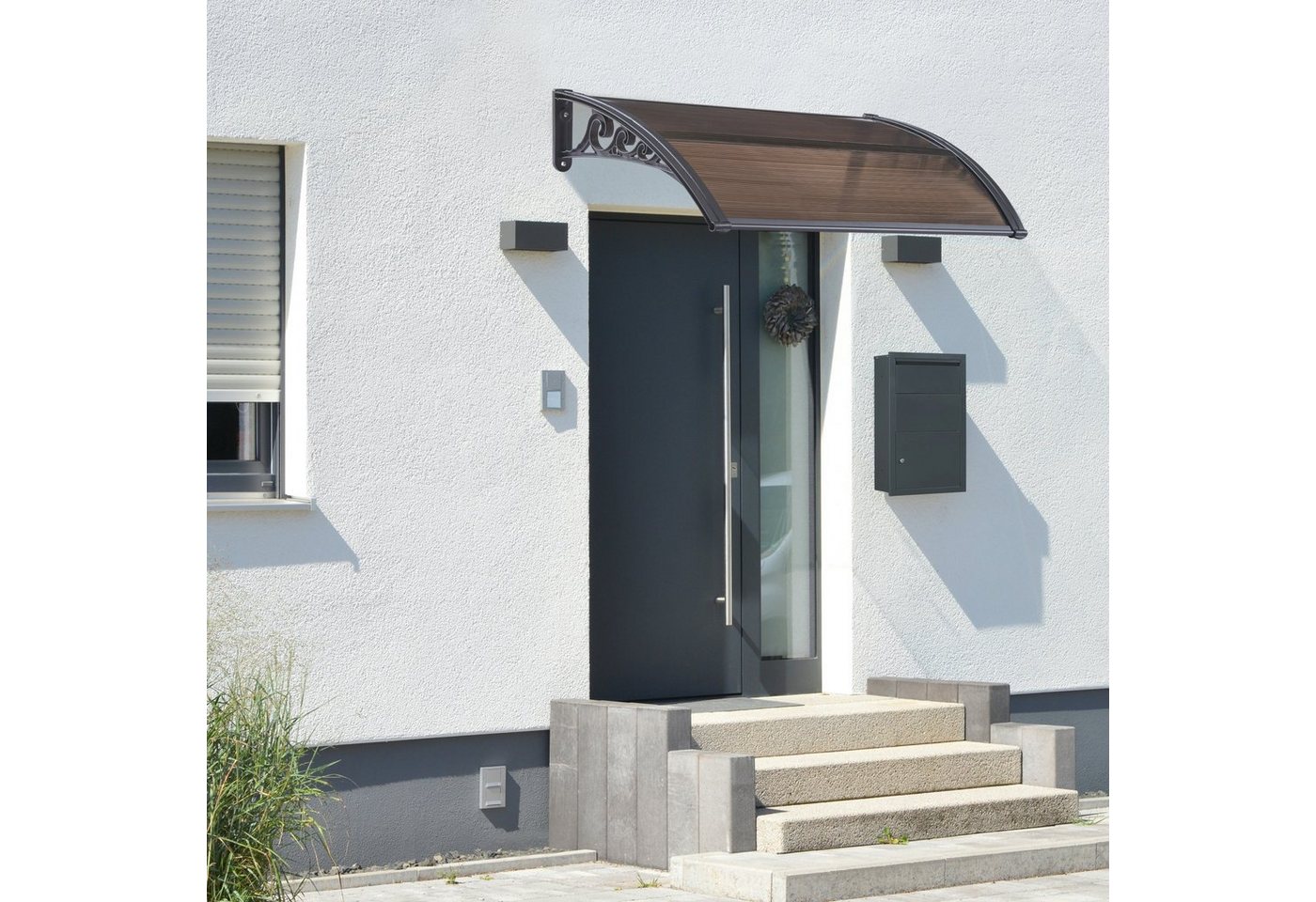 en.casa Vordach, »Mellerud« Überdachung 100 x 60 cm Schwarz/Braun – Bild 2 von 5