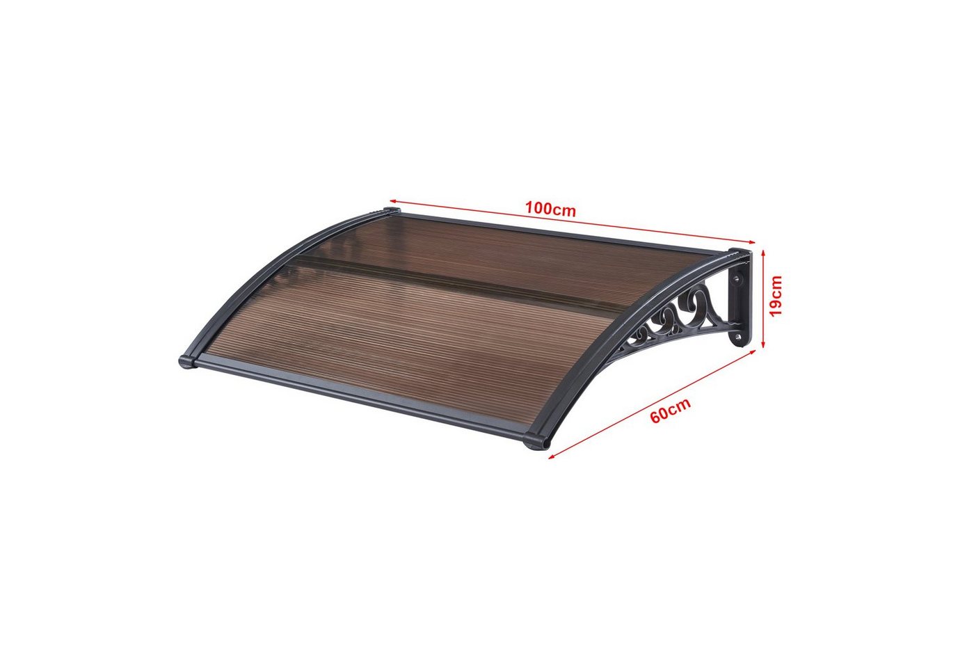 en.casa Vordach, »Mellerud« Überdachung 100 x 60 cm Schwarz/Braun – Bild 3 von 5