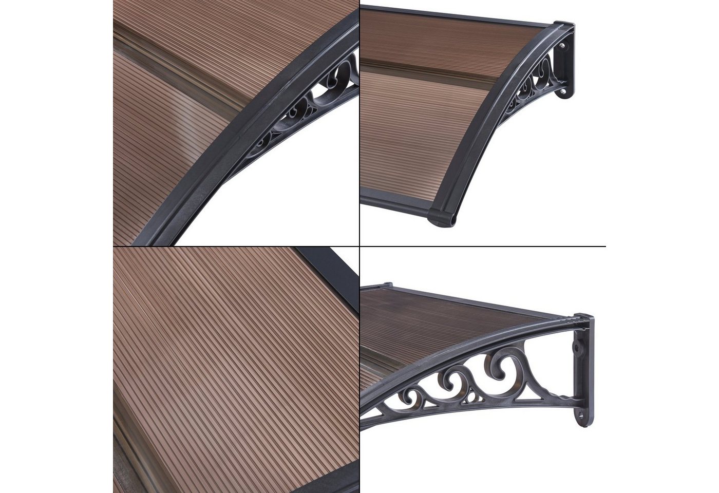 en.casa Vordach, »Mellerud« Überdachung 100 x 60 cm Schwarz/Braun – Bild 5 von 5