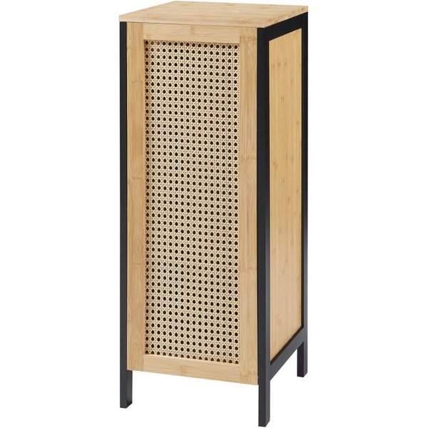 en.casa Wäschebox, »Tervola« 51 L 80x30x30 cm Schwarz / Bambus