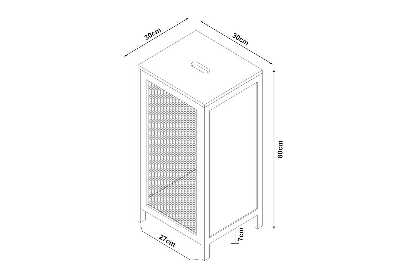 en.casa Wäschebox, »Tervola« 51 L 80x30x30 cm Schwarz / Bambus – Bild 4 von 5