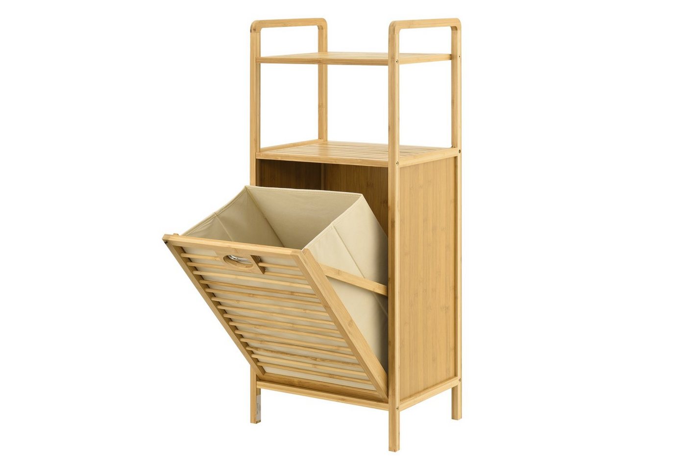 en.casa Wäschekorb, Rendalen Wäscheregal aus Bambus 40x30x95 cm Natur – Bild 4 von 5