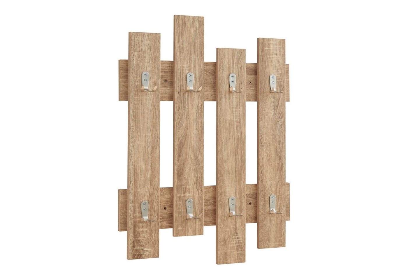 en.casa Wandgarderobe, »Raseborg« mit 16 Haken 60 x 80 cm Eicheoptik – Bild 2 von 5
