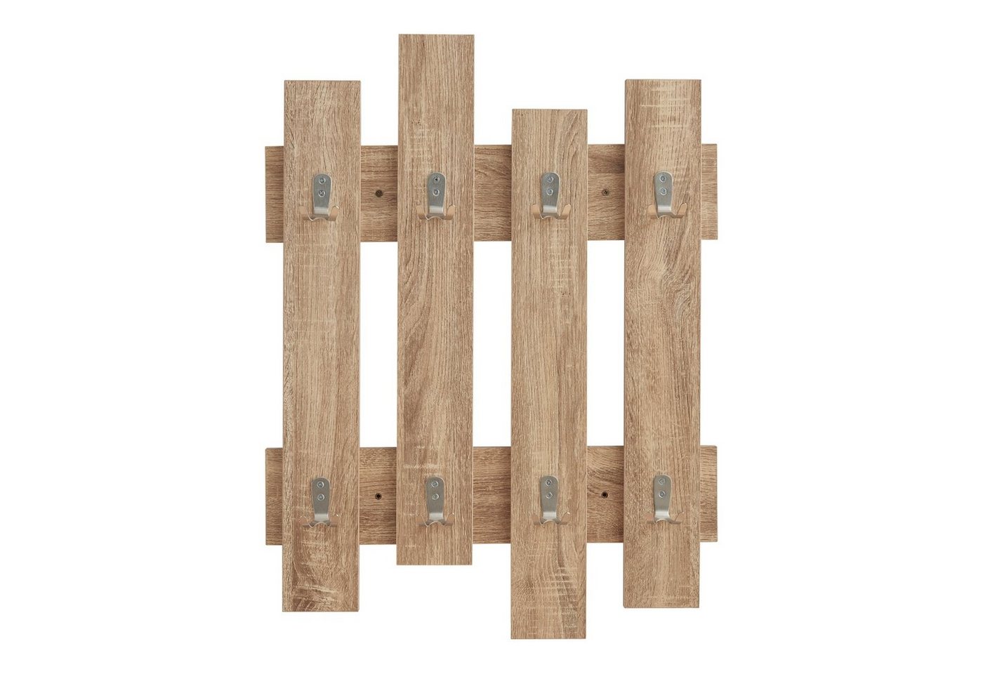 en.casa Wandgarderobe, »Raseborg« mit 16 Haken 60 x 80 cm Eicheoptik – Bild 4 von 5