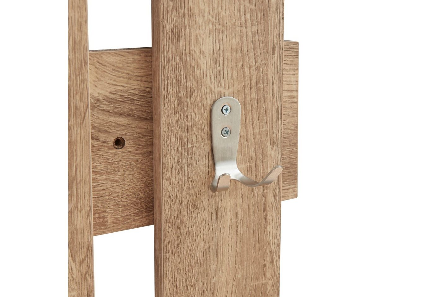 en.casa Wandgarderobe, »Raseborg« mit 16 Haken 60 x 80 cm Eicheoptik – Bild 5 von 5