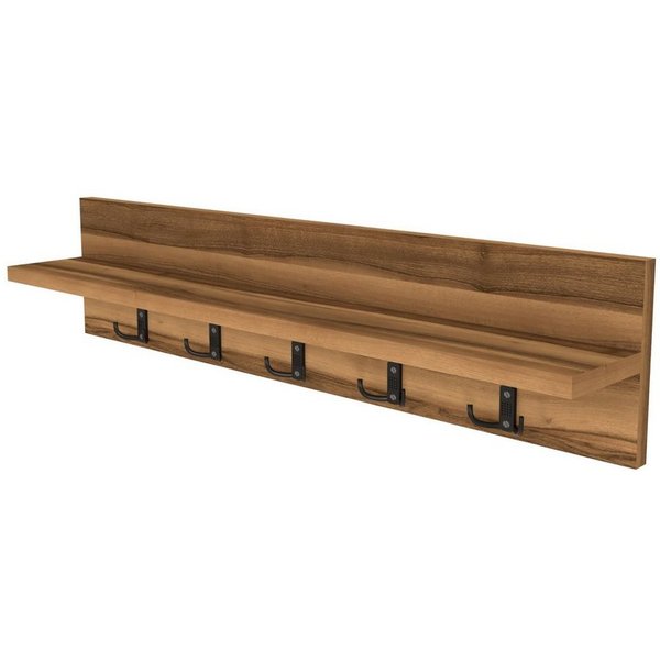 en.casa Wandgarderobe, »Hammarö« Flurgarderobe mit Ablage und 10 Kleiderhaken Walnuss