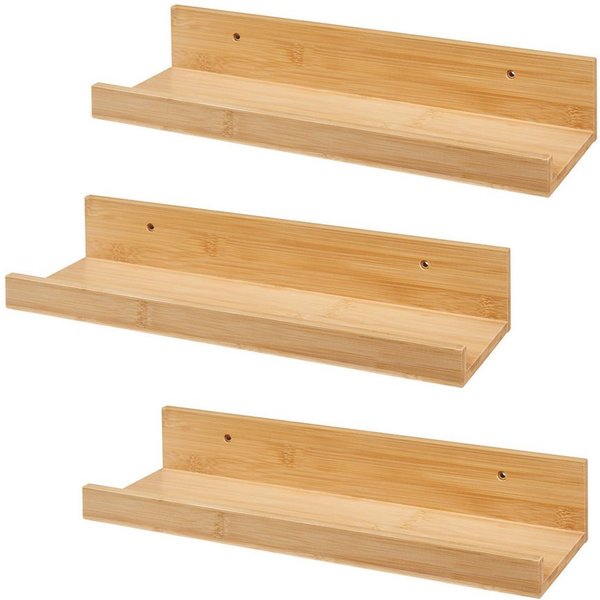 en.casa Wandregal, 3-tlg., »Gildeskål« Bambus Regal-Set 40x13x7cm Natur