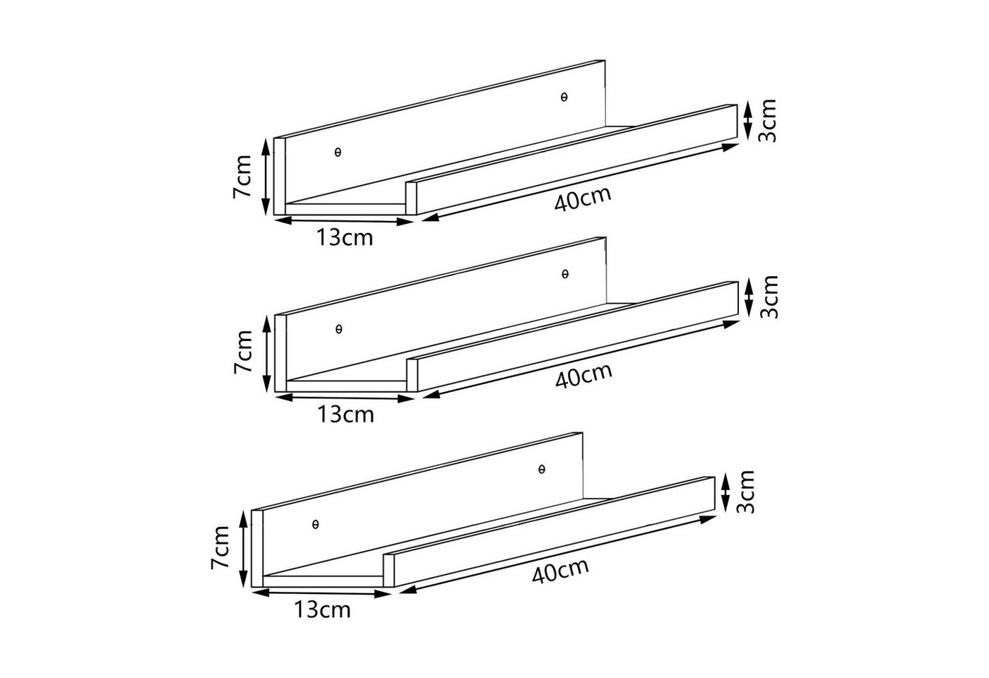 en.casa Wandregal, 3-tlg., »Gildeskål« Bambus Regal-Set 40x13x7cm Natur – Bild 4 von 5